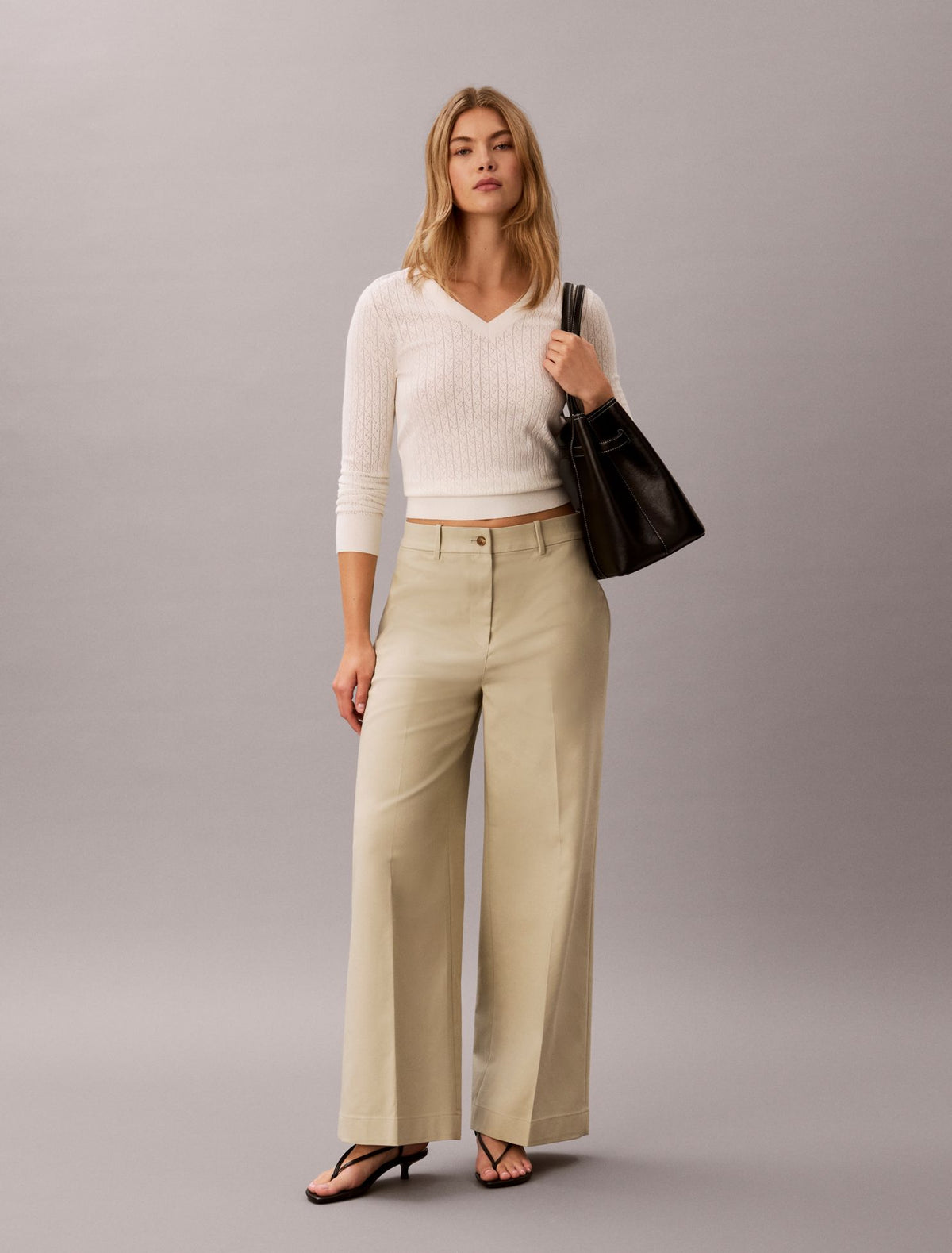 Chino Wide Leg Pants - Calvin Klein Women
