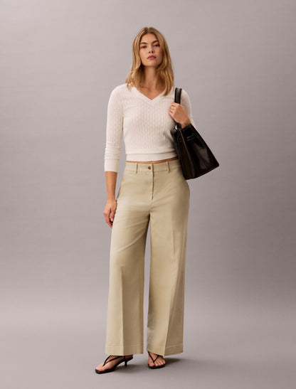 Chino Wide Leg Pants - Calvin Klein Women