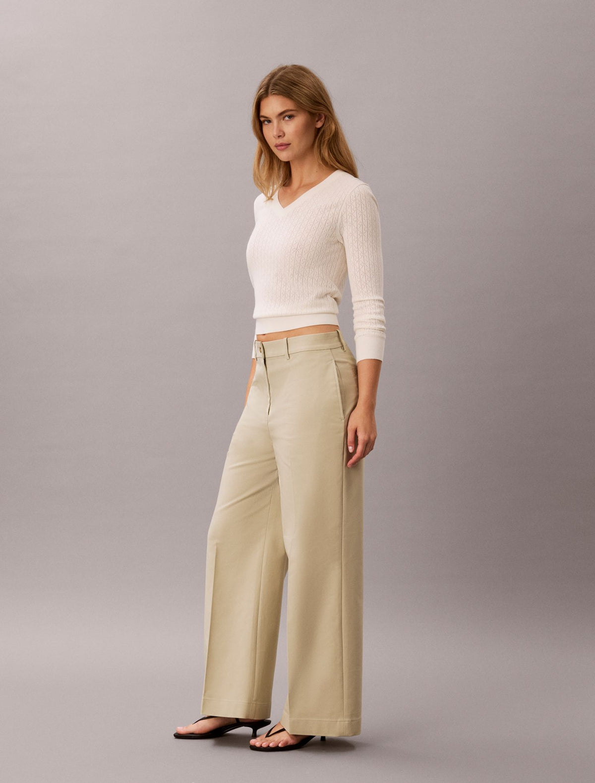 Chino Wide Leg Pants - Calvin Klein Women