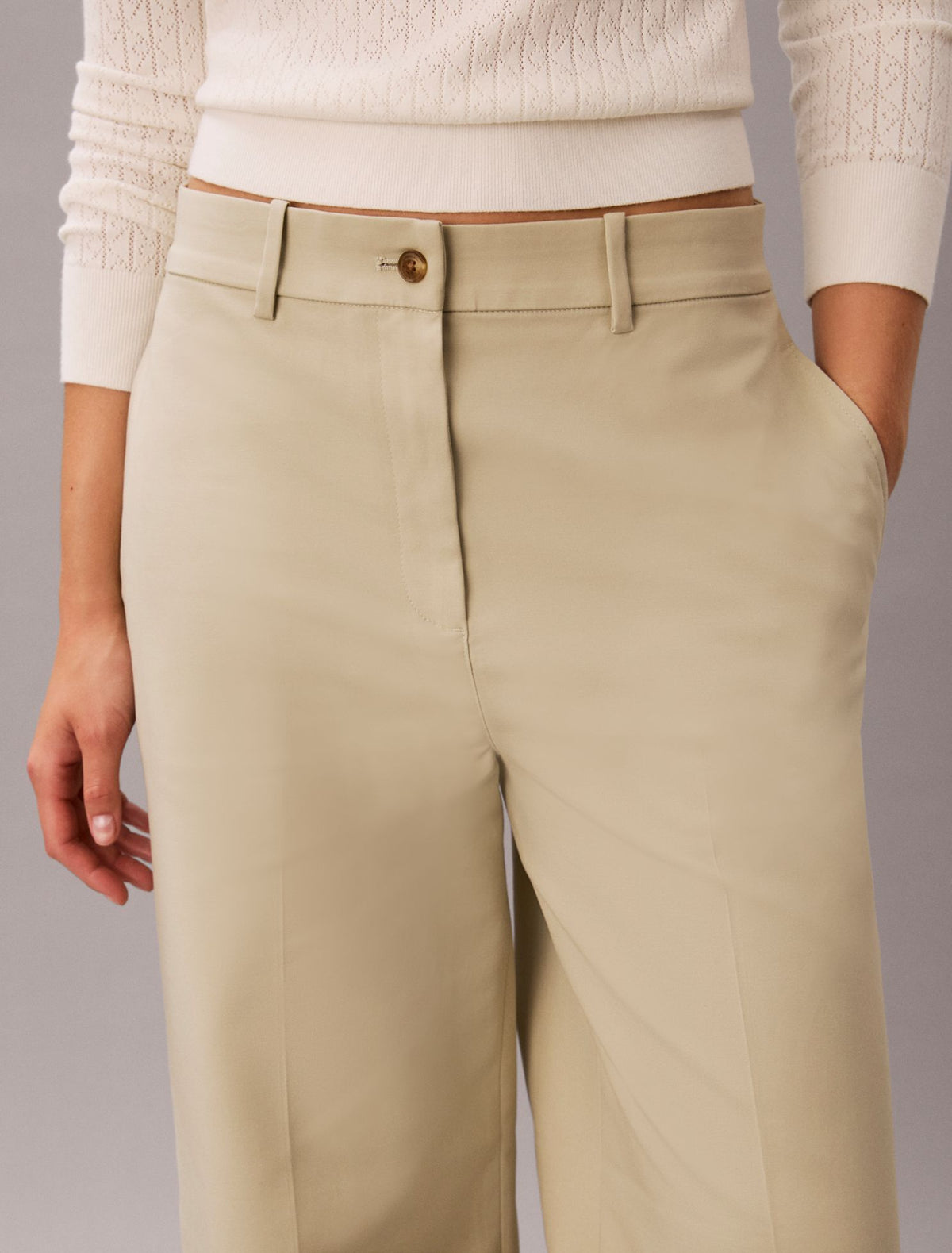 Chino Wide Leg Pants - Calvin Klein Women