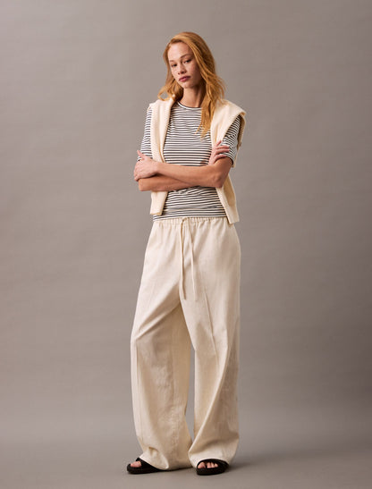 Linen Cotton Drawstring Pants - Calvin Klein Women