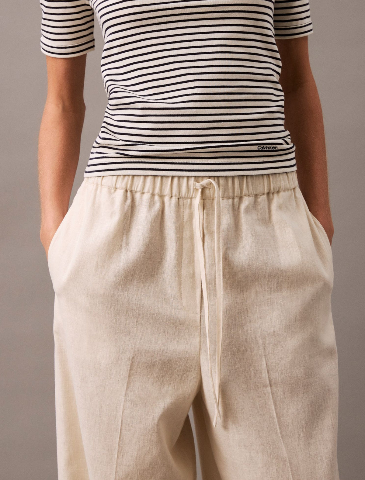 Linen Cotton Drawstring Pants - Calvin Klein Women