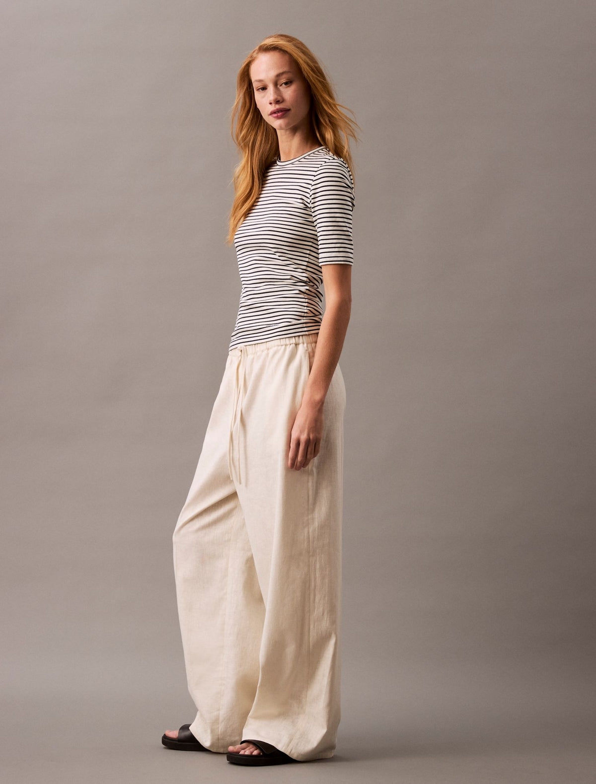 Linen Cotton Drawstring Pants - Calvin Klein Women