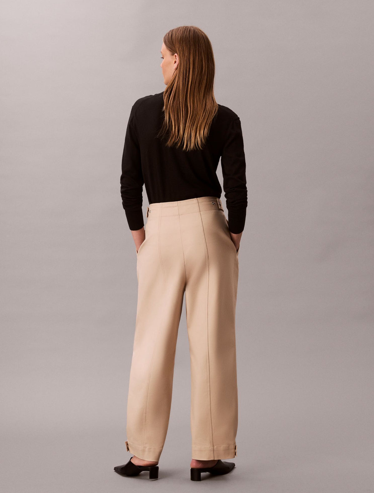 Adjustable Wide Leg Chino Pants - Calvin Klein Women