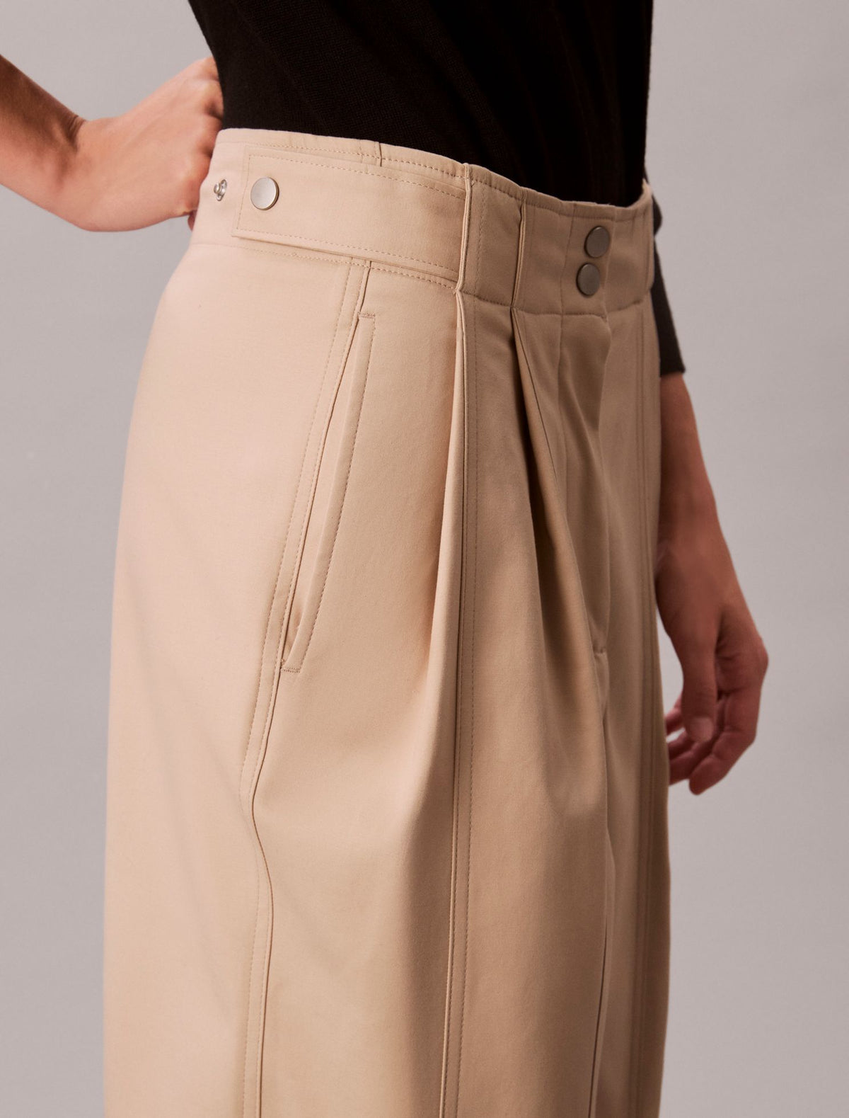 Adjustable Wide Leg Chino Pants - Calvin Klein Women