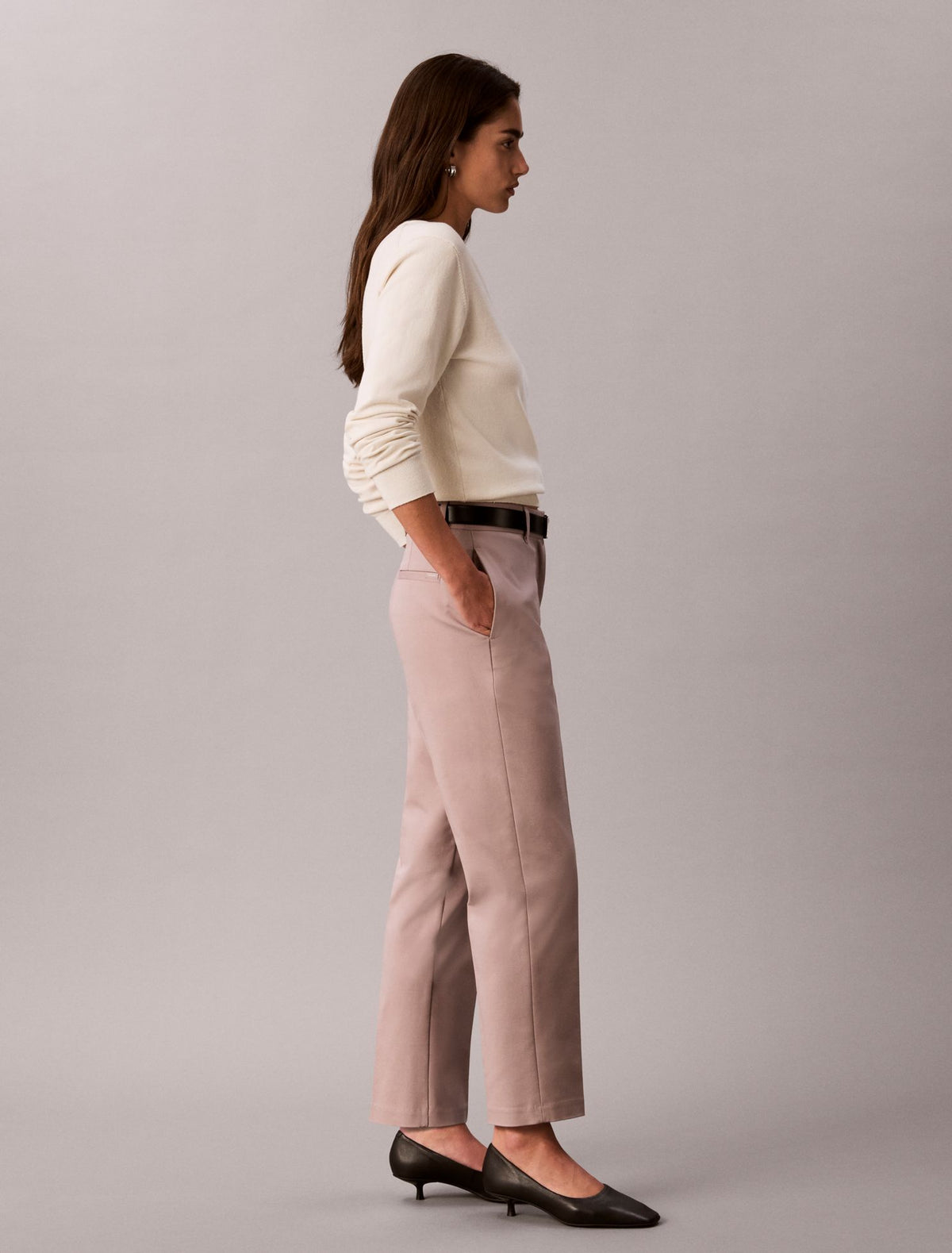 Cotton Stretch Straight Fit Chino Pants - Calvin Klein Women