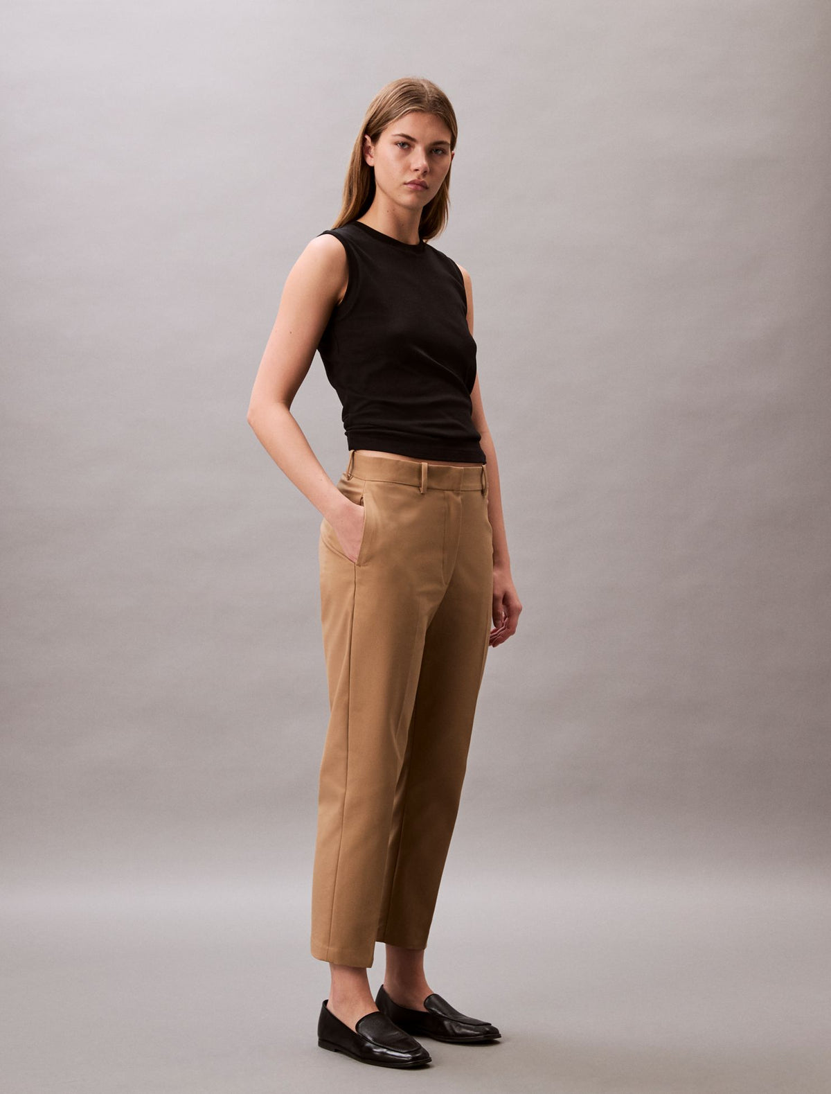 Cotton Stretch Straight Fit Chino Pants - Calvin Klein Women