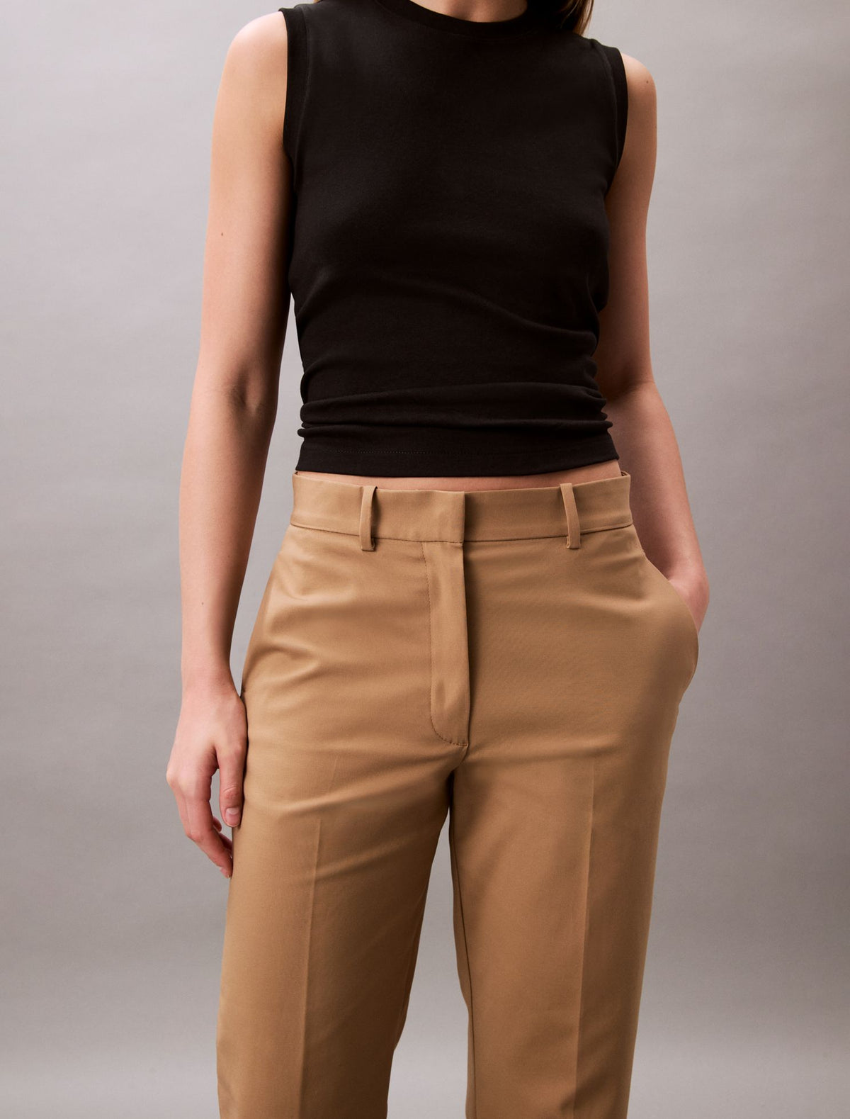 Cotton Stretch Straight Fit Chino Pants - Calvin Klein Women
