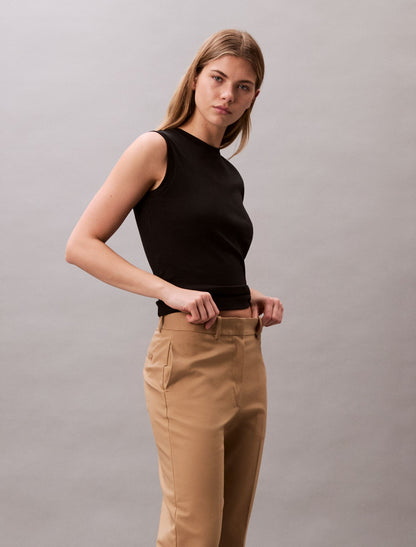 Cotton Stretch Straight Fit Chino Pants - Calvin Klein Women