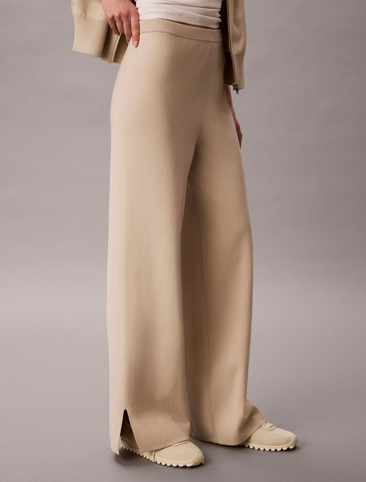 Relaxed Knit Wide Leg Pants - Calvin Klein Women
