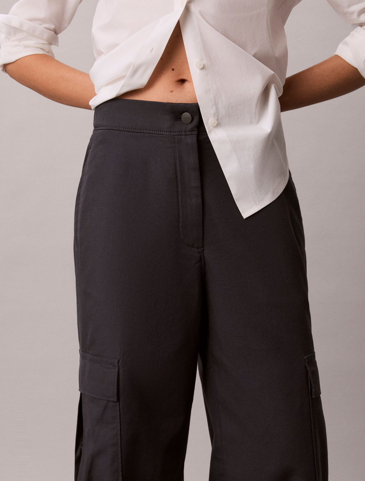Cotton Stretch Twill Cargo Pants - Calvin Klein Women