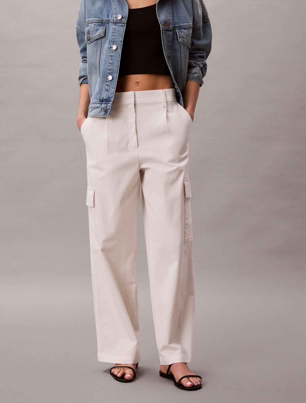 Cotton Stretch Twill Cargo Pants - Calvin Klein Women