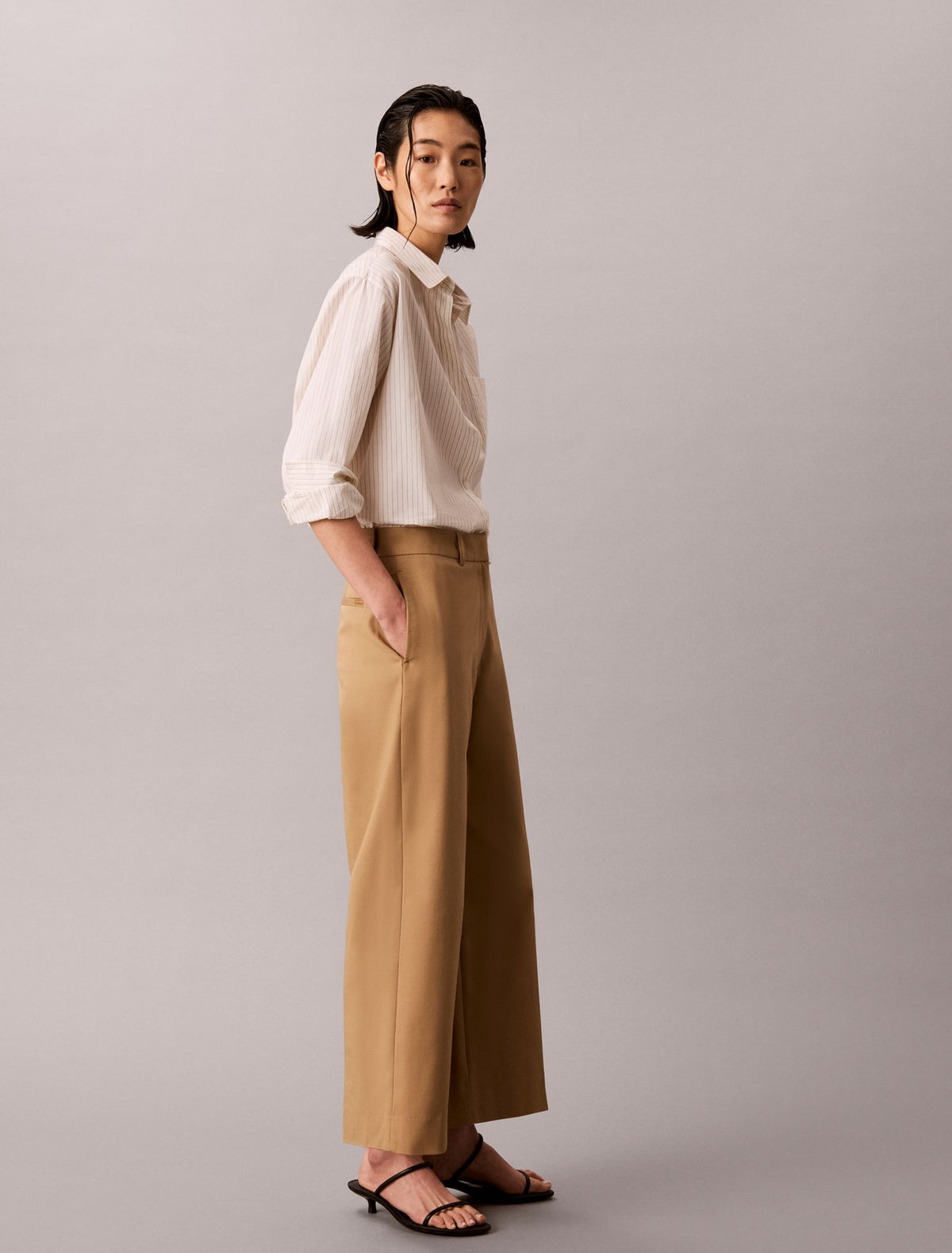 Wide Leg Cropped Chino Pant - Calvin Klein Women