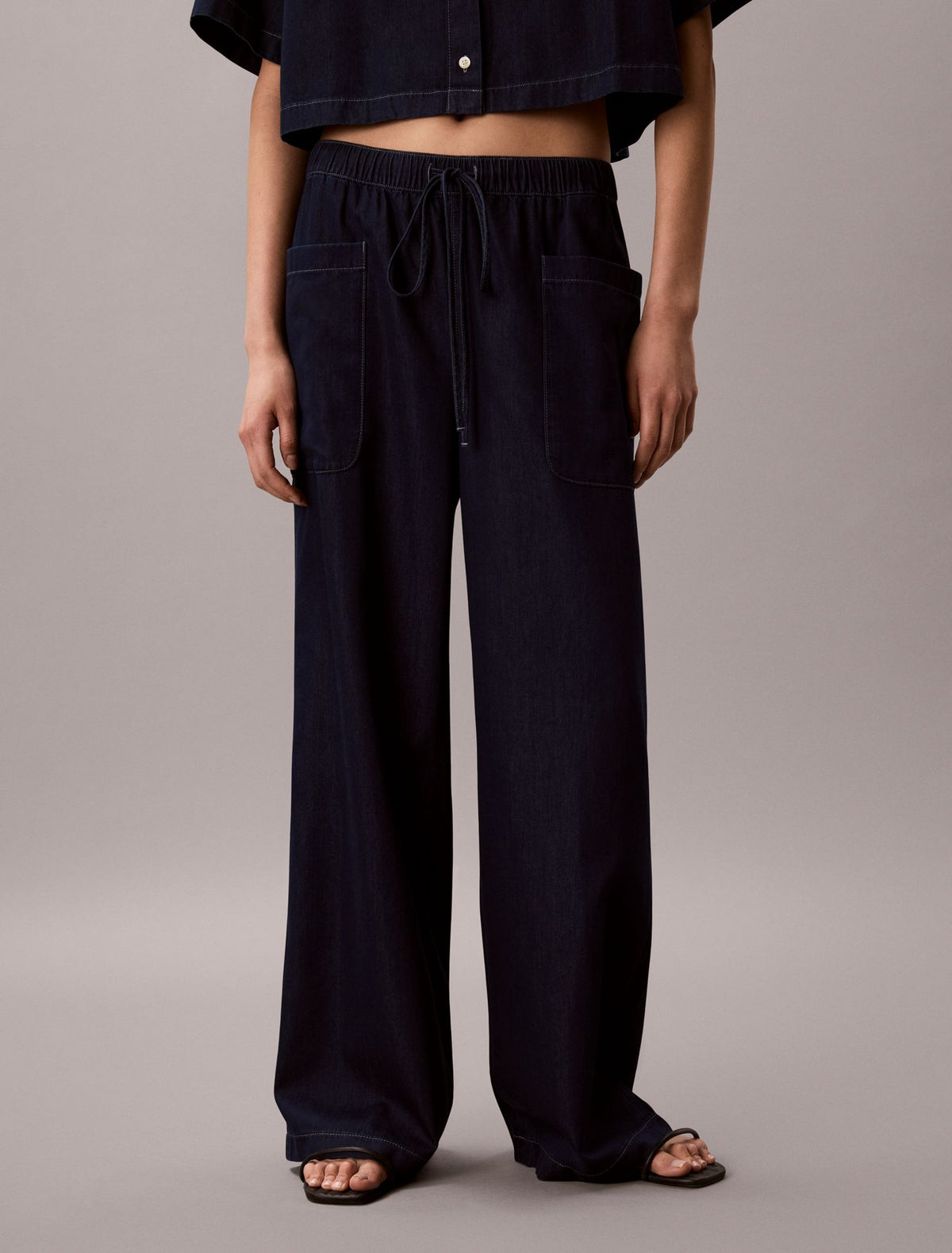 Cotton Lyocell Pull-On Cargo Pants - Calvin Klein Women