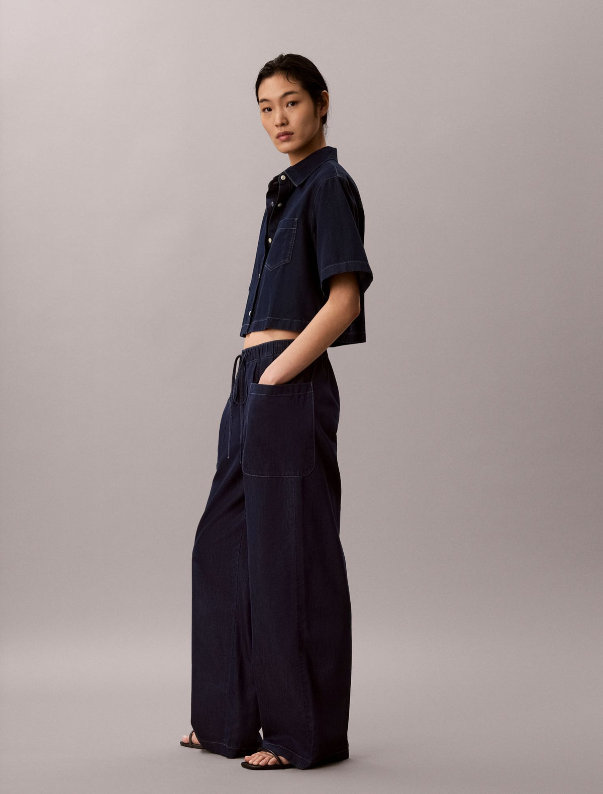 Cotton Lyocell Pull-On Cargo Pants - Calvin Klein Women