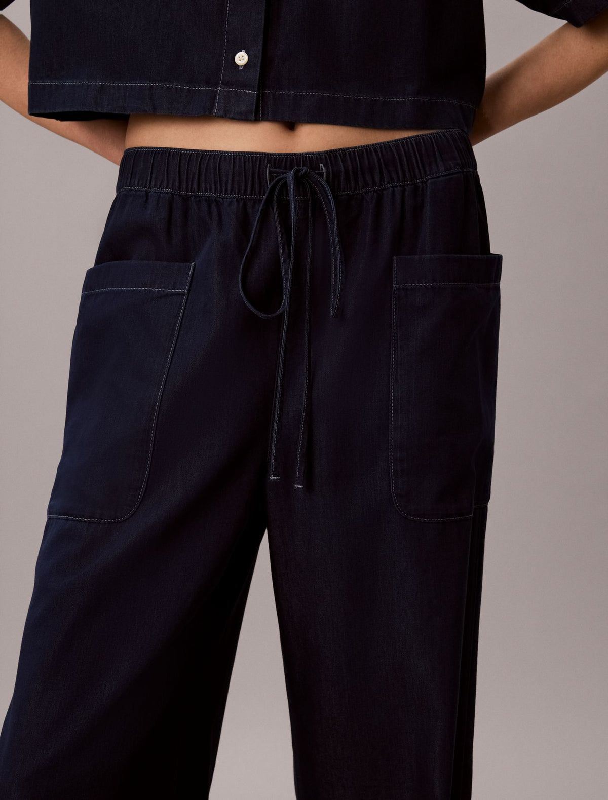 Cotton Lyocell Pull-On Cargo Pants - Calvin Klein Women