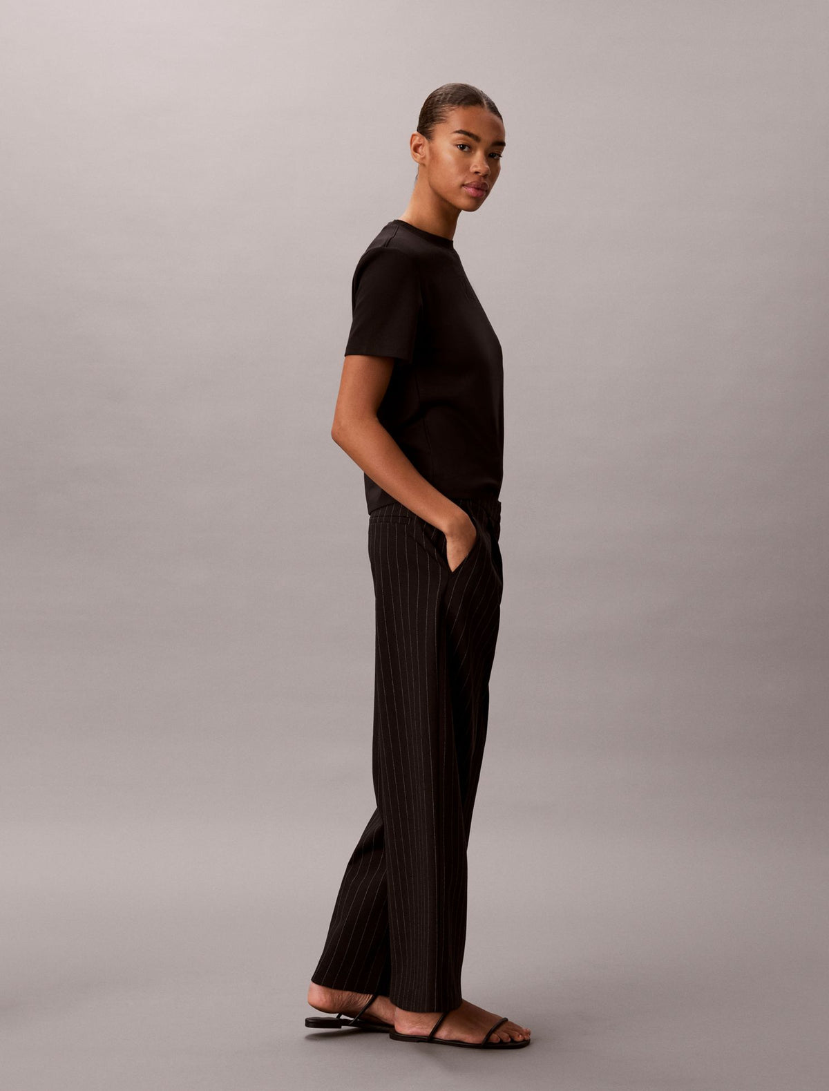 Ponte Stripe Wide Leg Pants - Calvin Klein Women