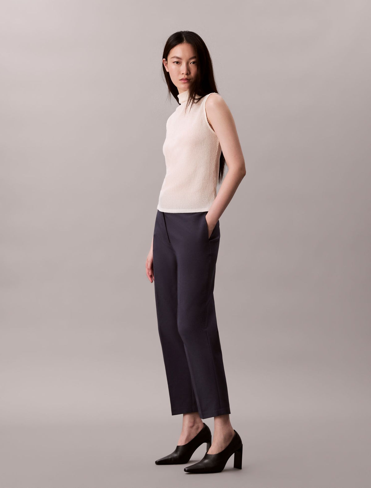 Cotton Stretch Straight Fit Chino Pants - Calvin Klein Women
