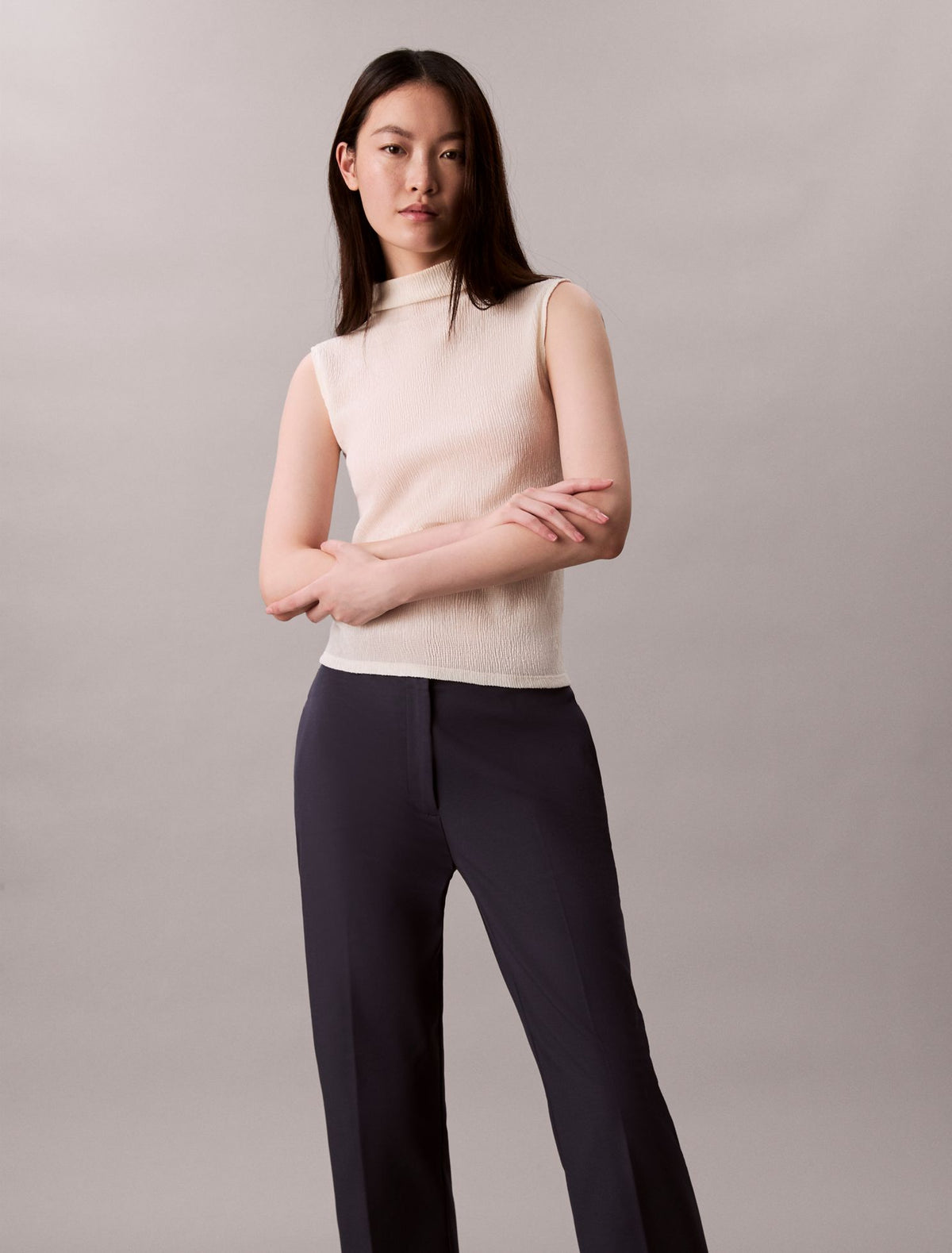 Cotton Stretch Straight Fit Chino Pants - Calvin Klein Women