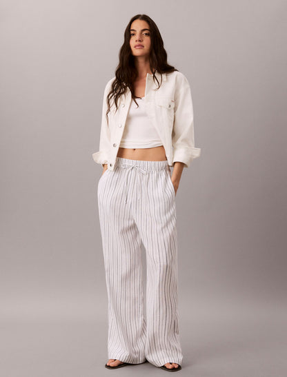 Linen Blend Pull-On Pants - Calvin Klein Women