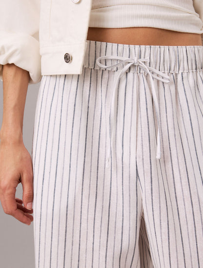 Linen Blend Pull-On Pants - Calvin Klein Women