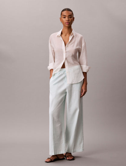 Linen Blend Pull-On Pants - Calvin Klein Women