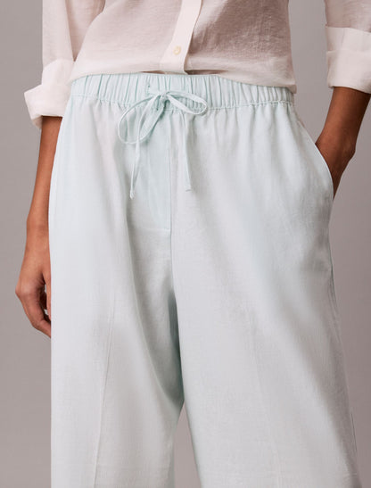 Linen Blend Pull-On Pants - Calvin Klein Women