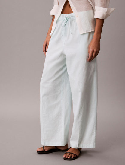 Linen Blend Pull-On Pants - Calvin Klein Women