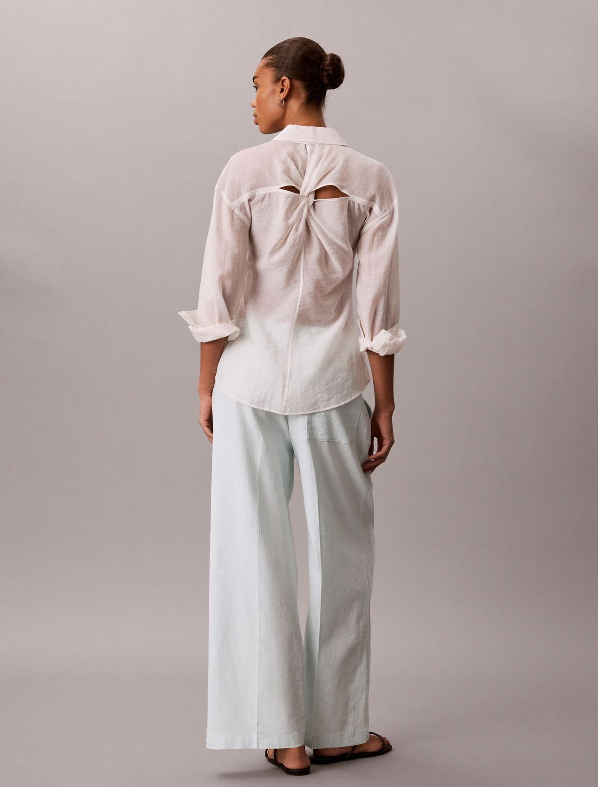 Linen Blend Pull-On Pants - Calvin Klein Women