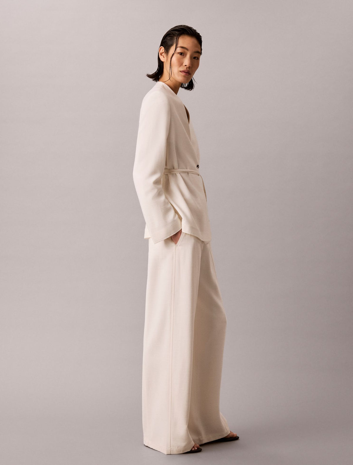 Textured Straight Pants - Calvin Klein Women
