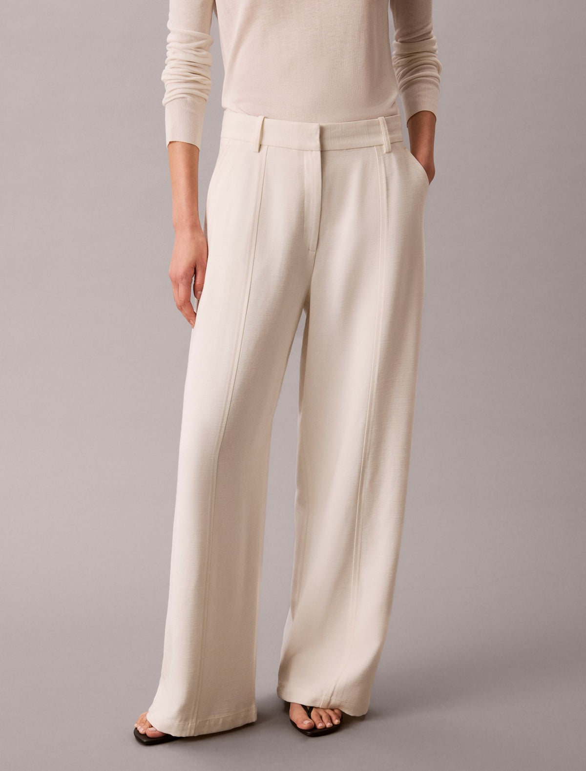 Textured Straight Pants - Calvin Klein Women