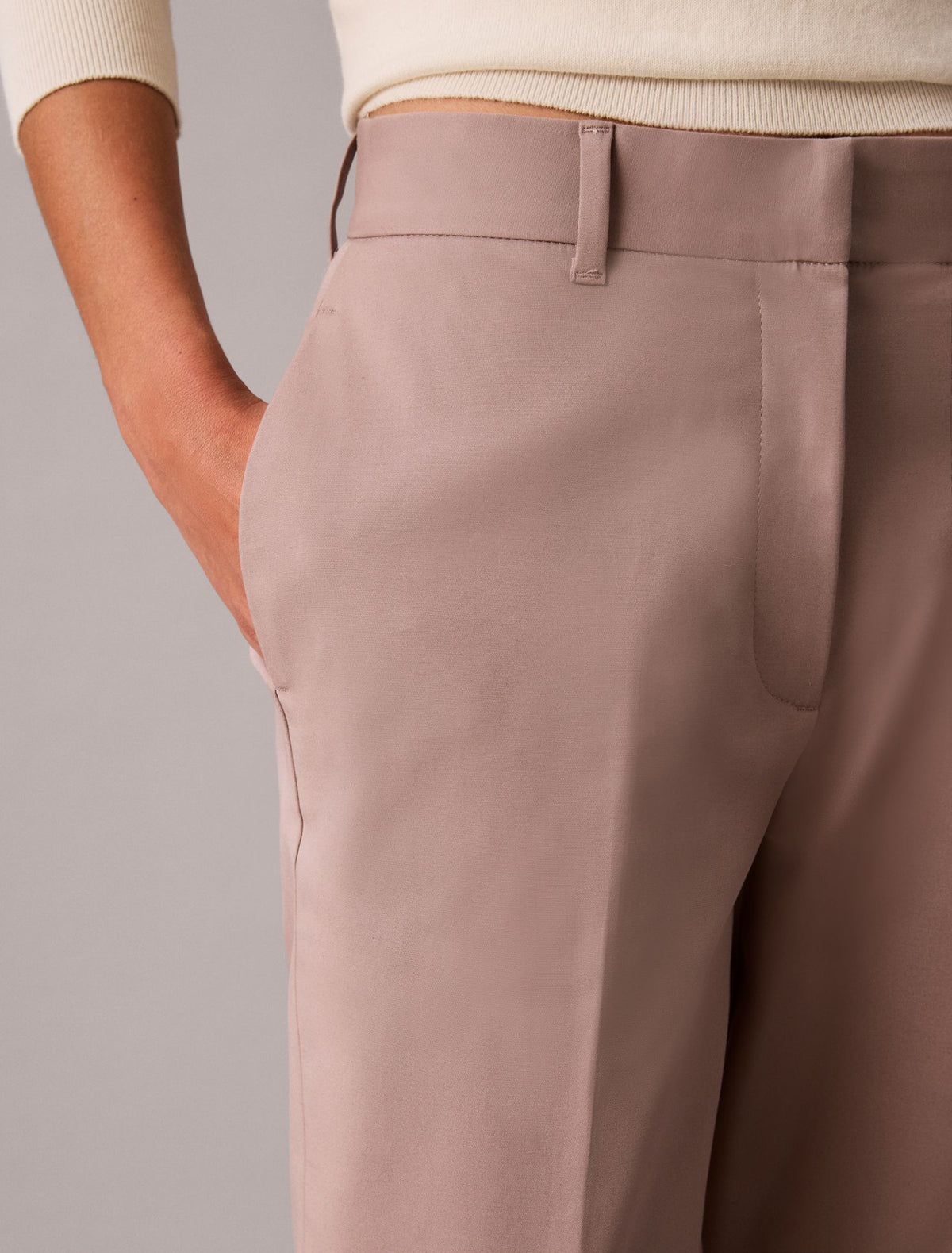 Cotton Stretch Straight Fit Chino Pants - Calvin Klein Women