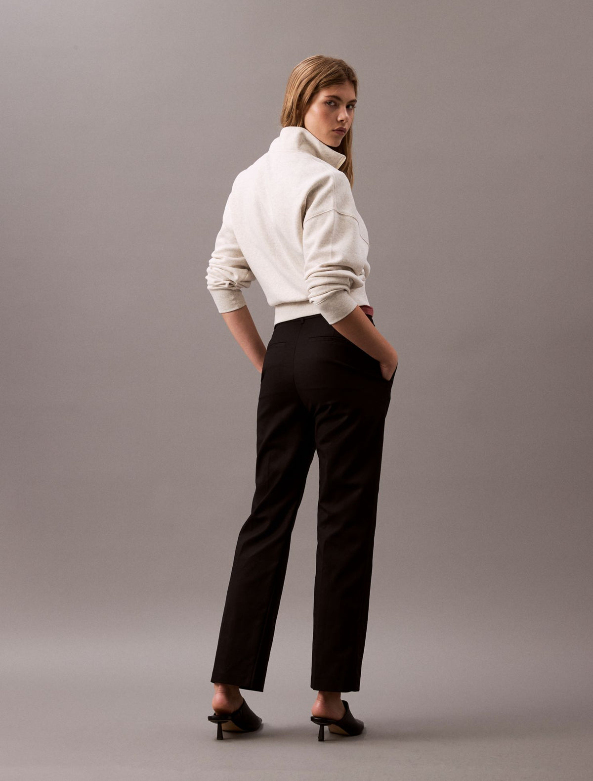 Cotton Stretch Straight Fit Chino Pants - Calvin Klein Women