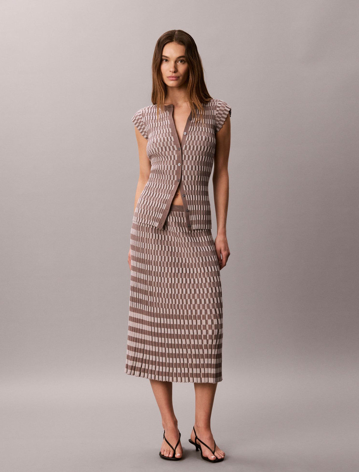 Tech Knit Checkered Rib Skirt - Calvin Klein Women