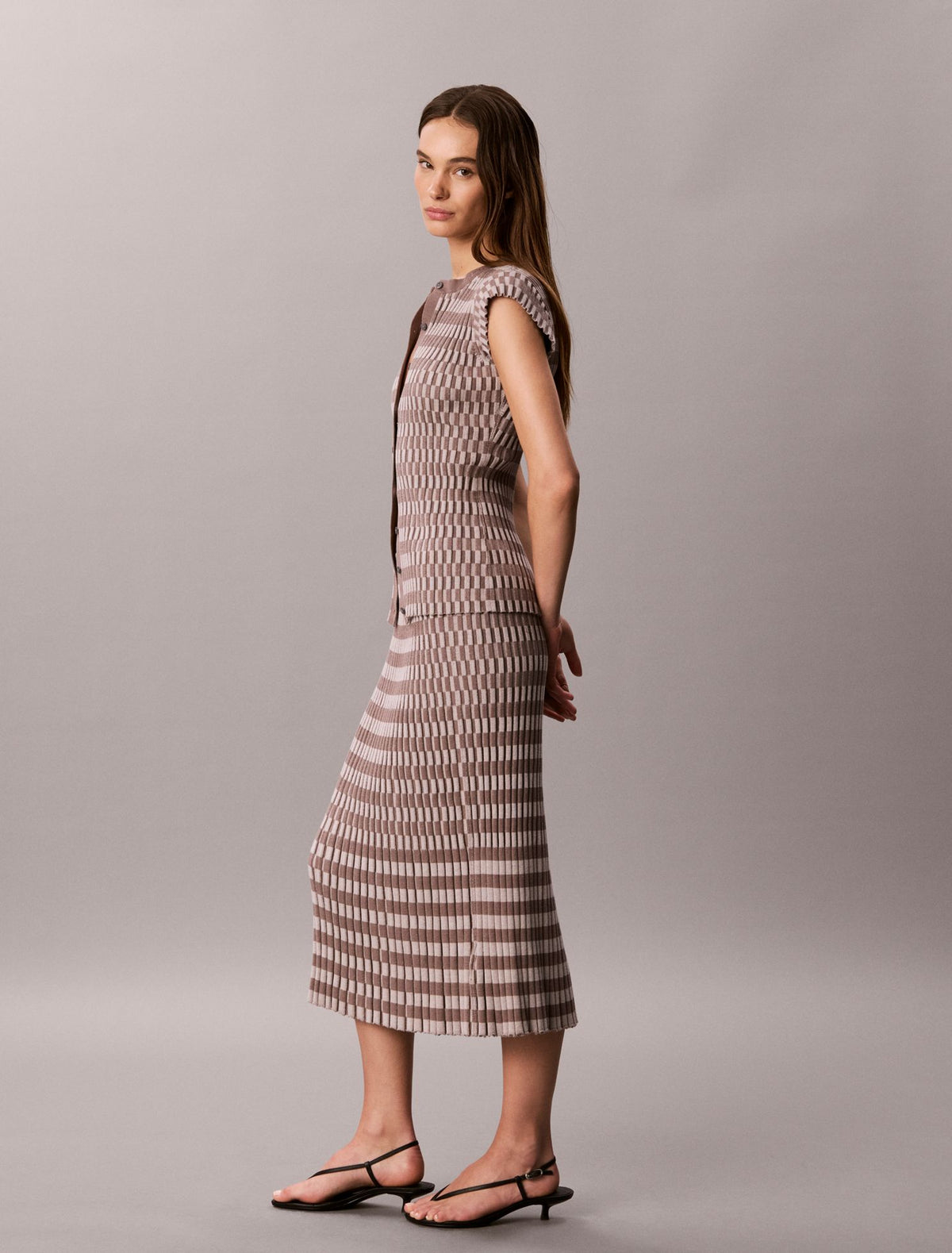 Tech Knit Checkered Rib Skirt - Calvin Klein Women