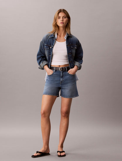 High Rise A-Line Denim Shorts - Calvin Klein Women