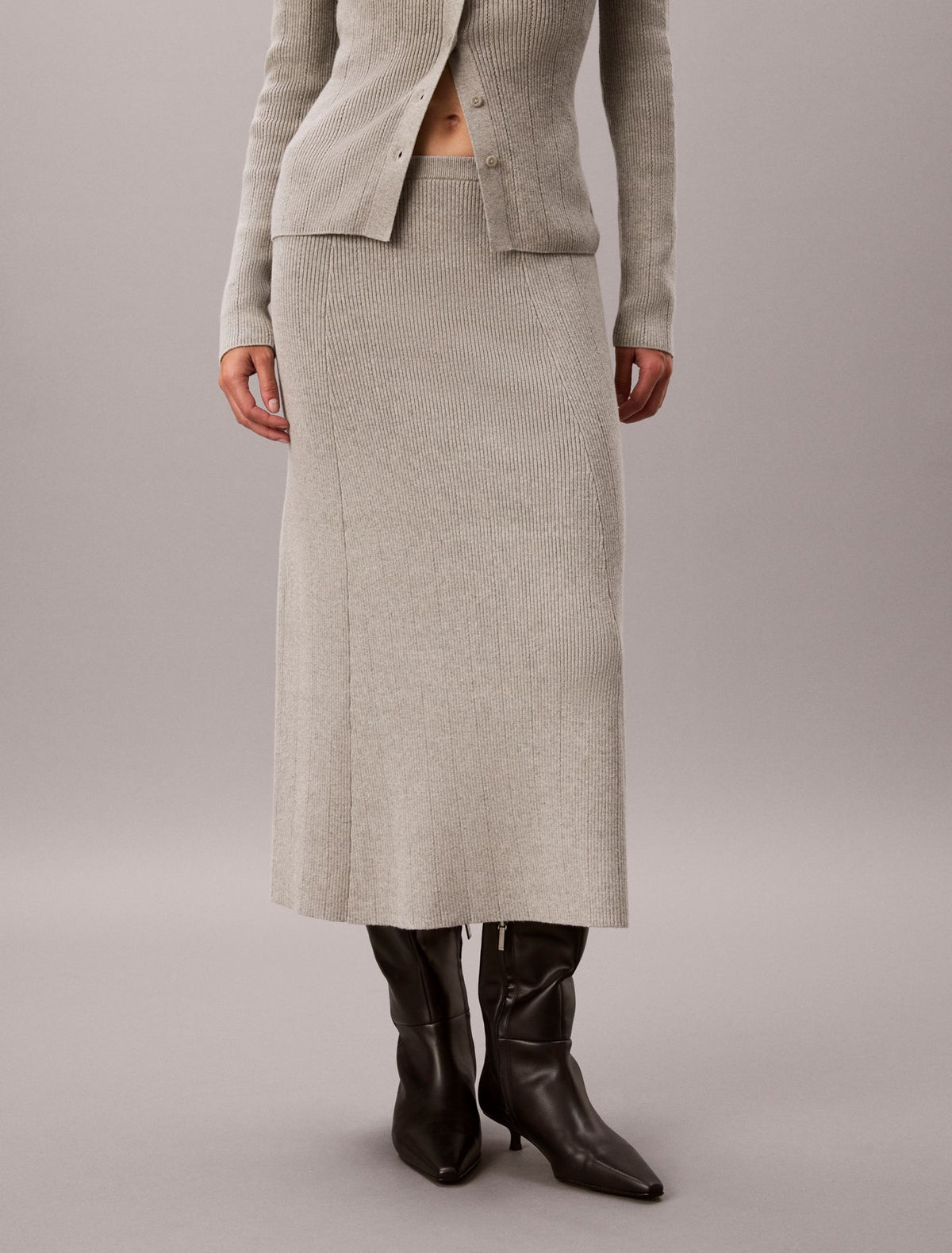 Smooth Cotton Rib Midi Skirt - Calvin Klein Women
