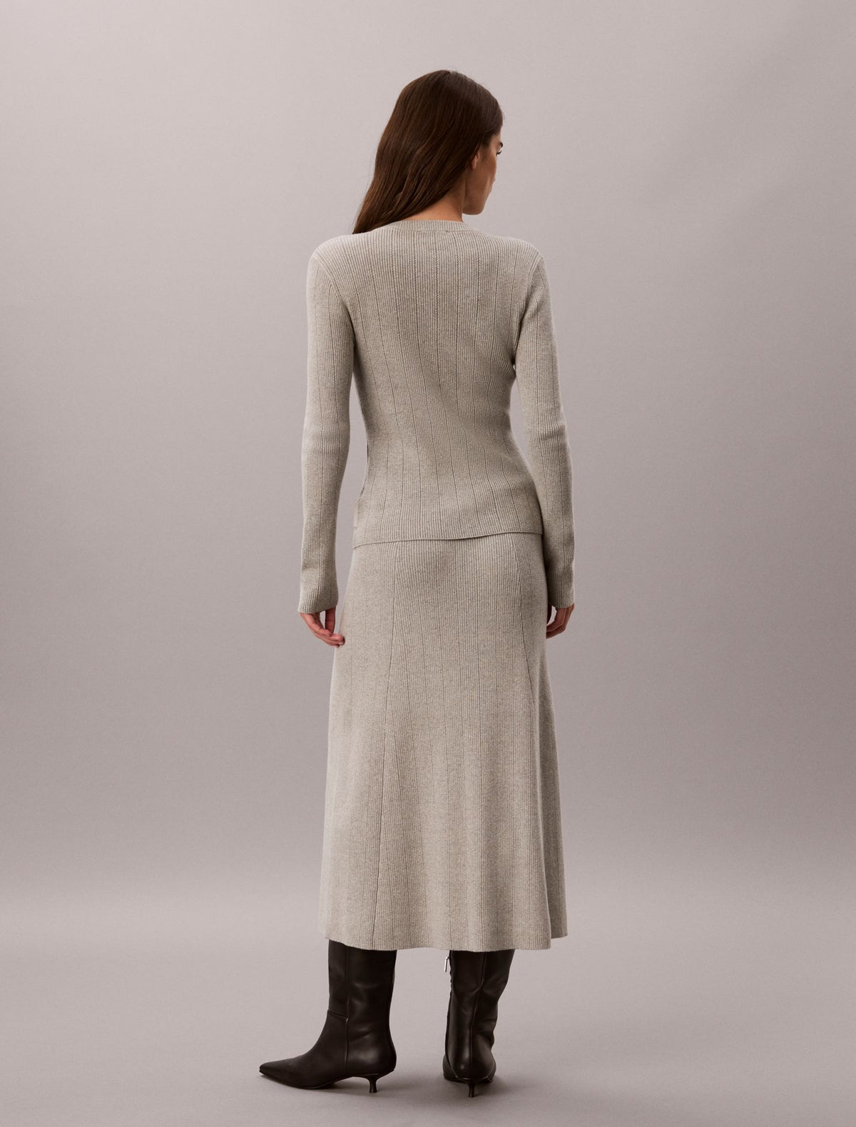 Smooth Cotton Rib Midi Skirt - Calvin Klein Women