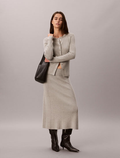 Smooth Cotton Rib Midi Skirt - Calvin Klein Women