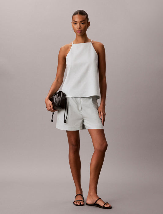Linen Blend Tailored Shorts - Calvin Klein Women