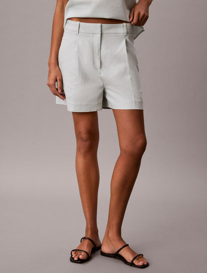 Linen Blend Tailored Shorts - Calvin Klein Women