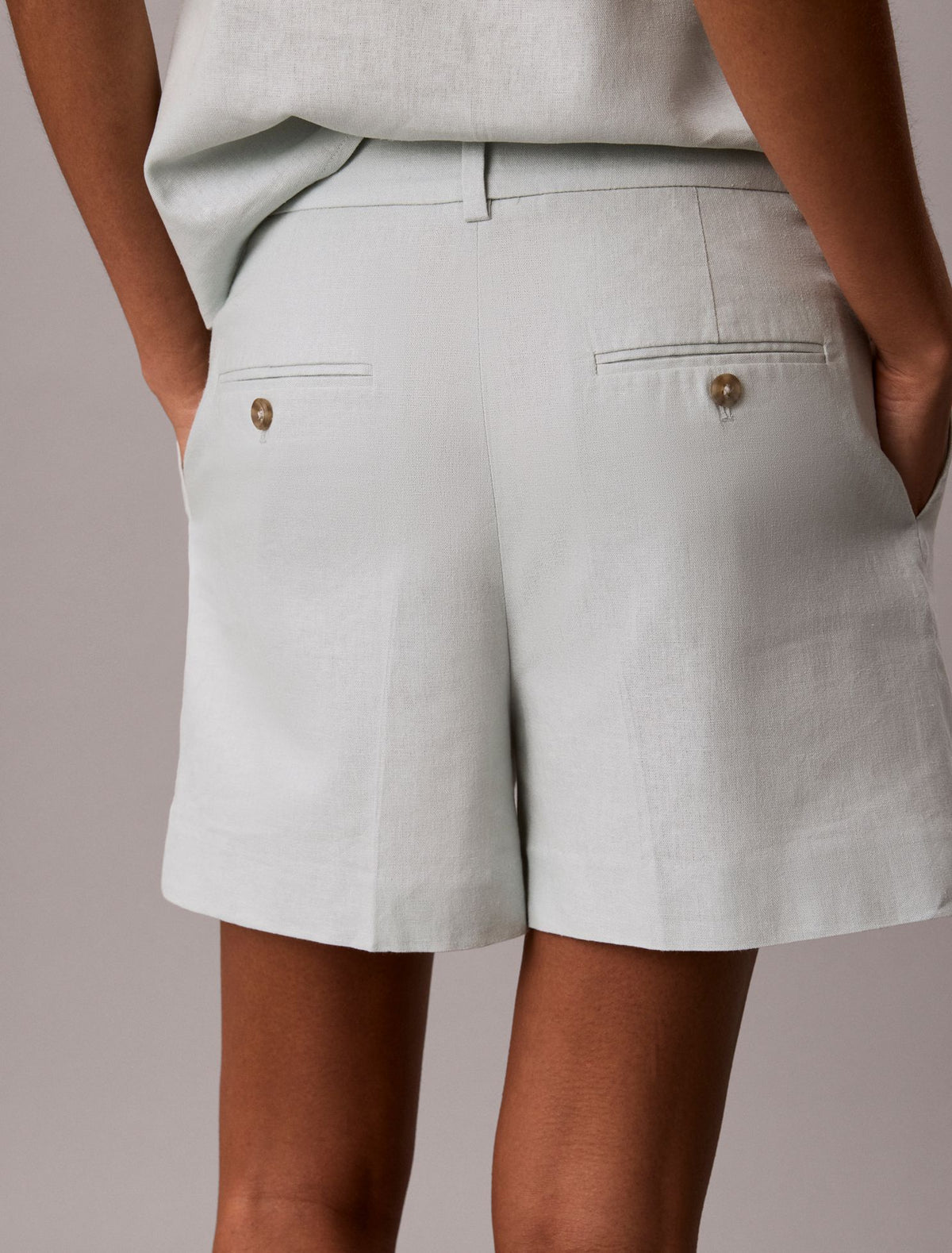 Linen Blend Tailored Shorts - Calvin Klein Women
