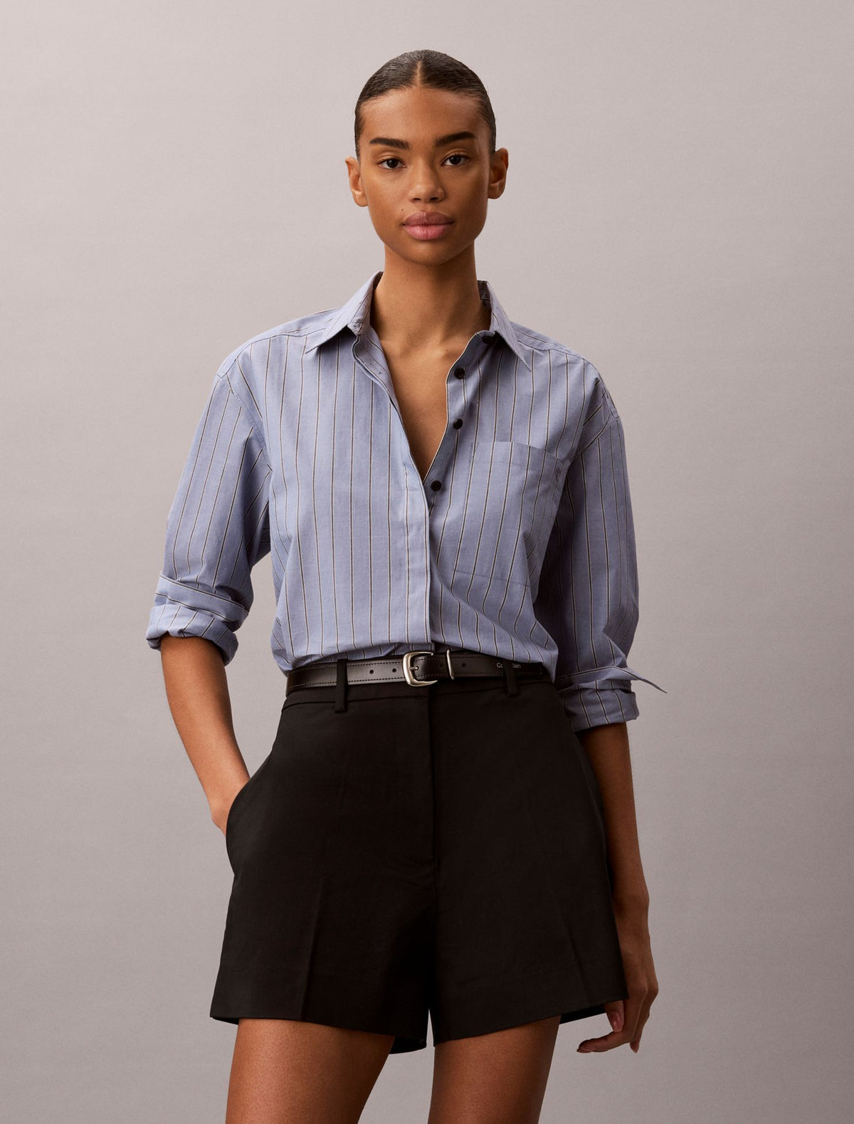 Cotton Stretch Chino Shorts - Calvin Klein Women