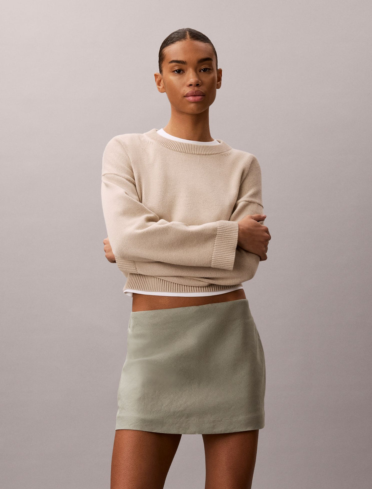Linen Blend Mini Skort - Calvin Klein Women
