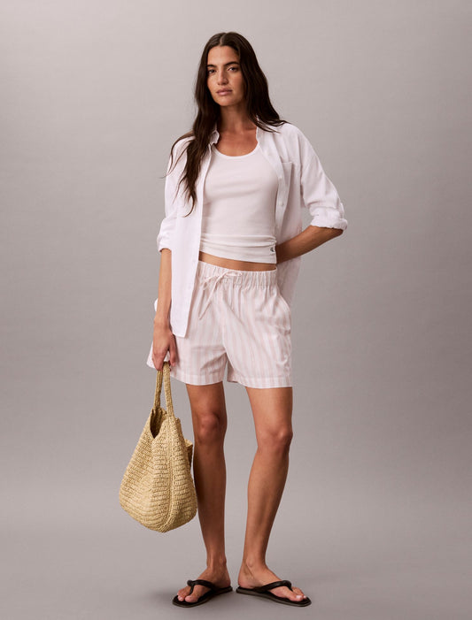 Cotton Poplin Stripe Boxer Shorts - Calvin Klein Women