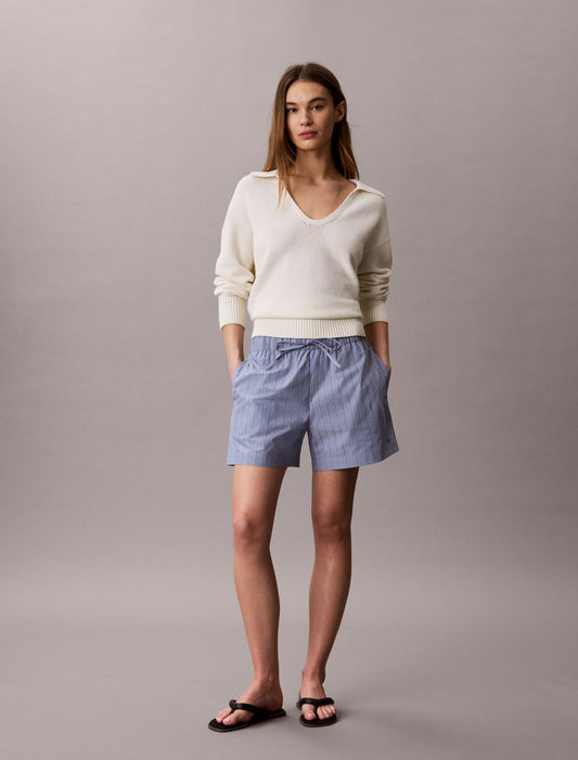 Cotton Poplin Stripe Boxer Shorts - Calvin Klein Women