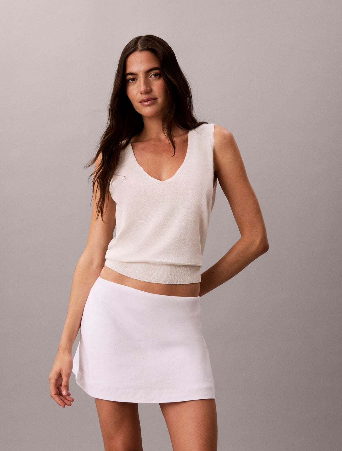 Linen Blend Mini Skort - Calvin Klein Women