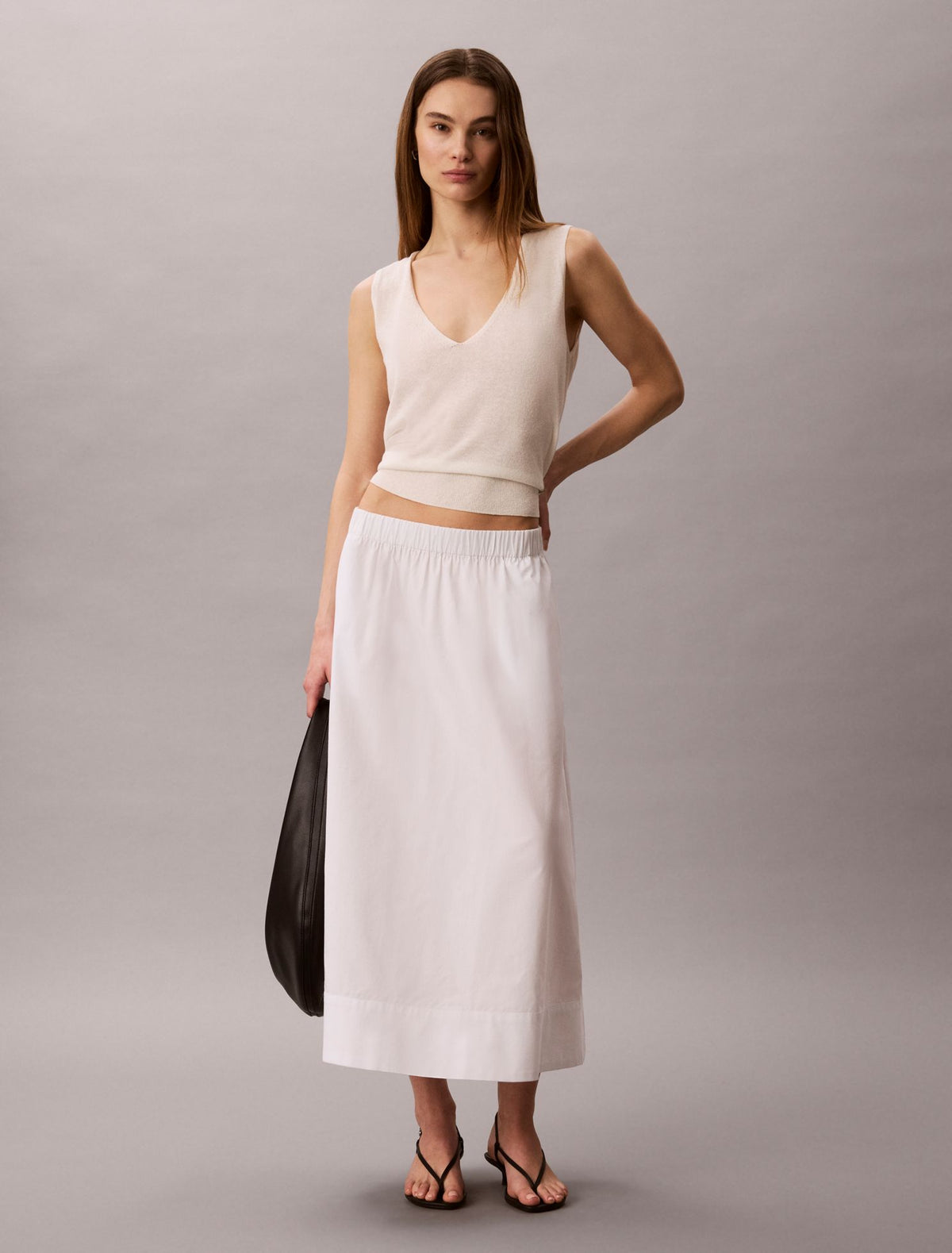 Cotton Poplin Midi Skirt - Calvin Klein Women