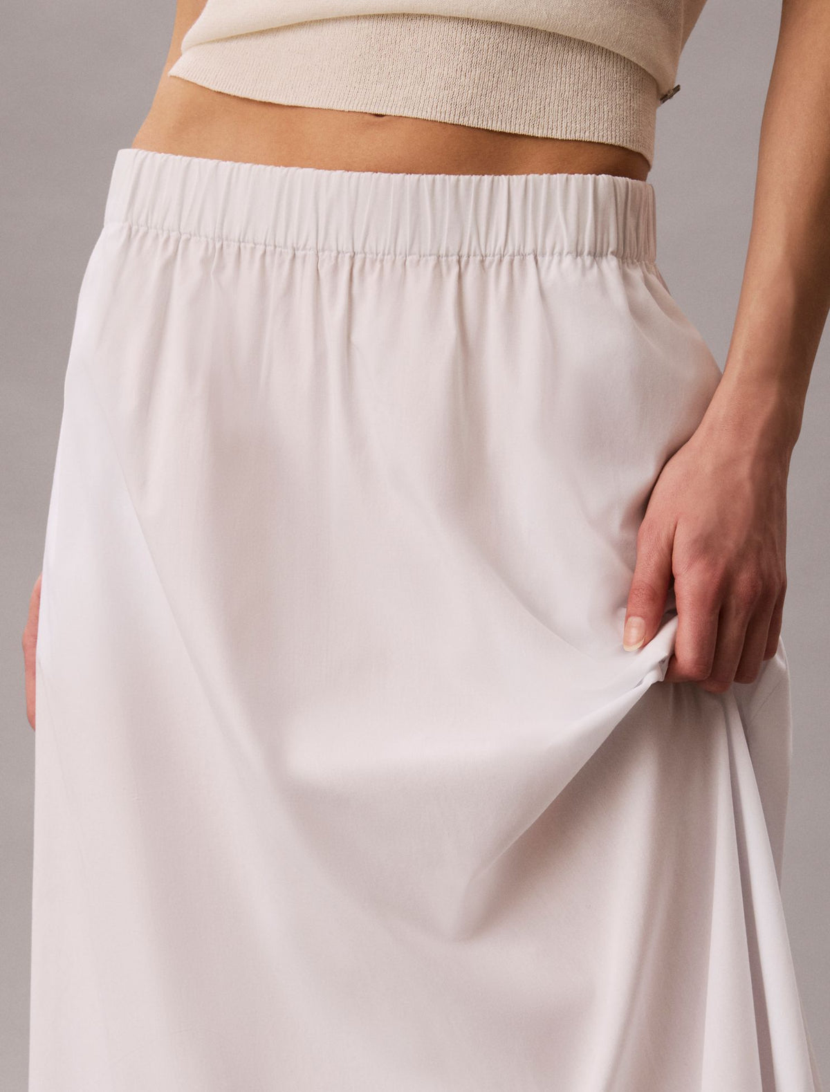 Cotton Poplin Midi Skirt - Calvin Klein Women