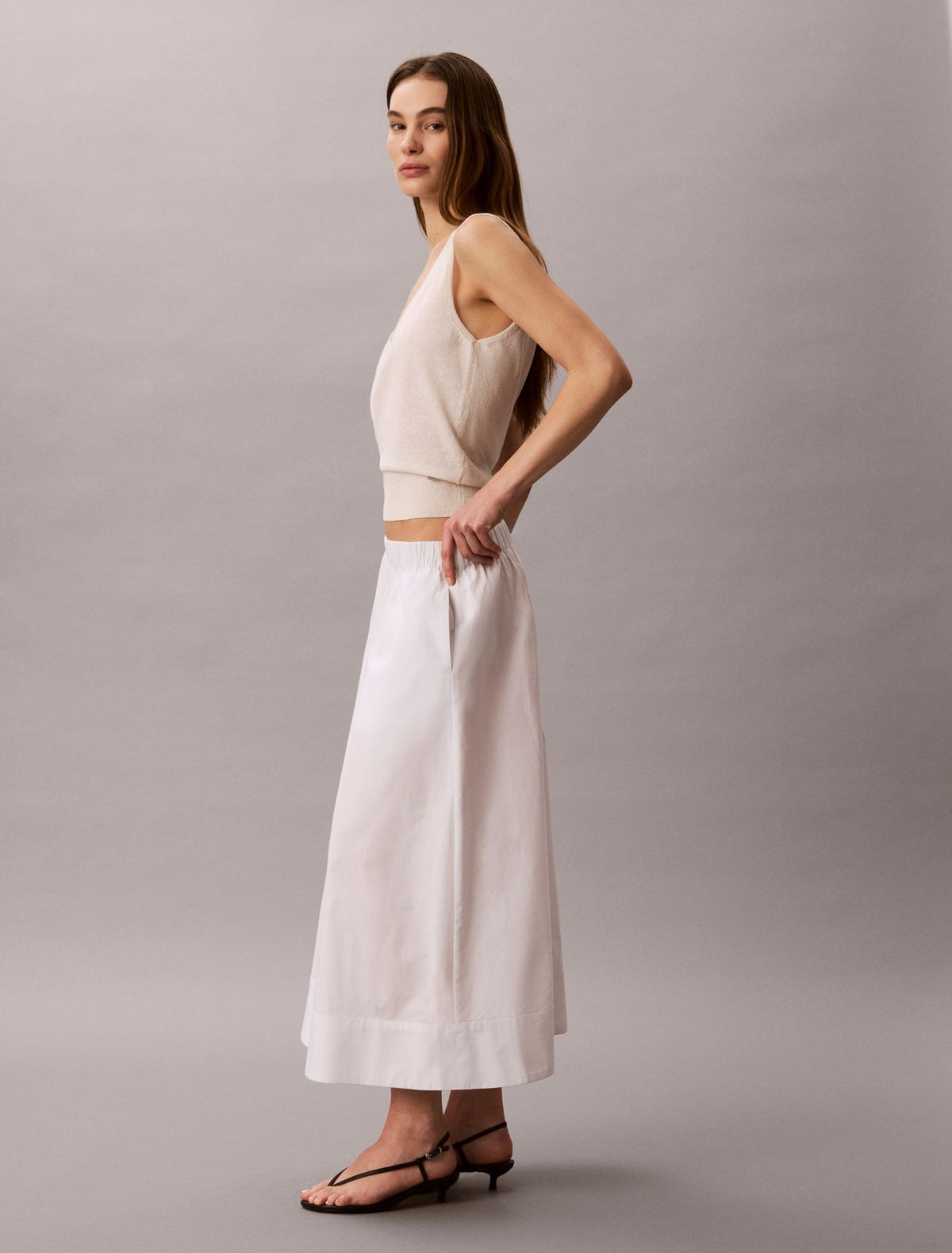 Cotton Poplin Midi Skirt - Calvin Klein Women